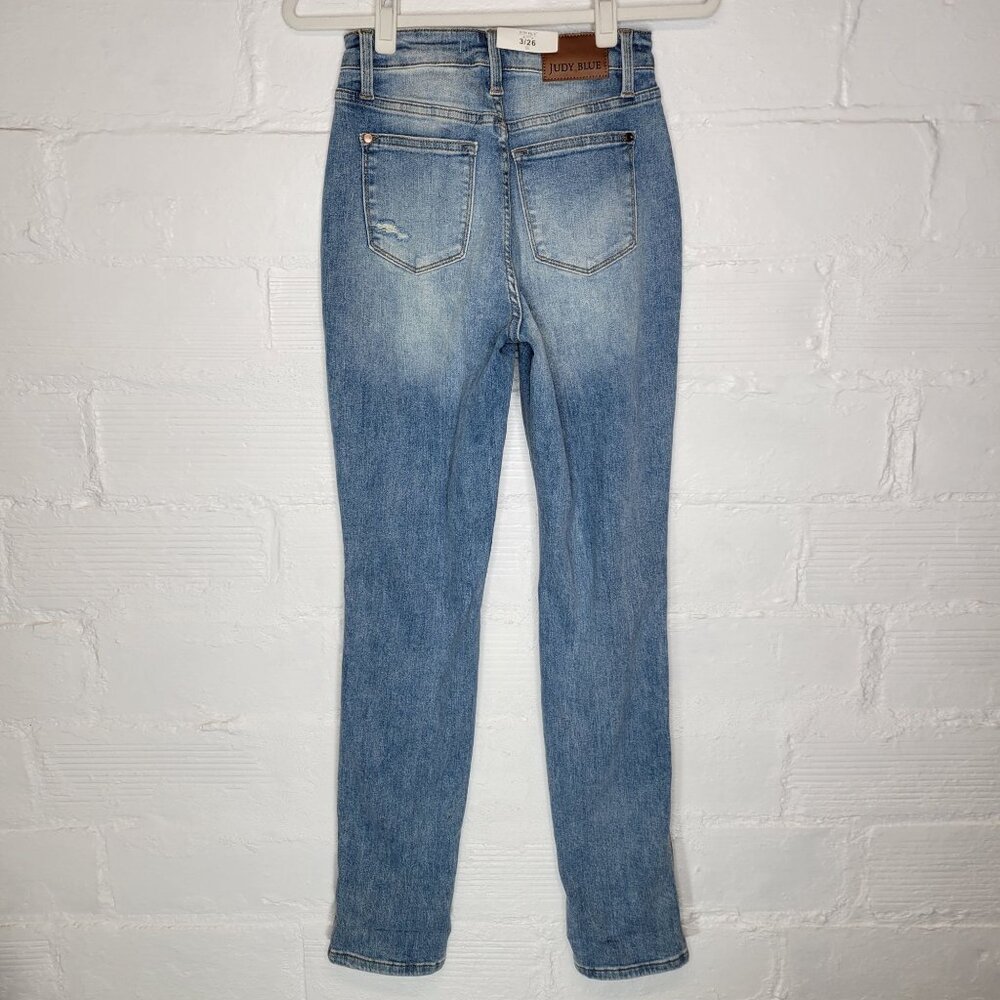 Judy Blue Women's Junior's Size 3 Jeans Boyfriend Fit High Waist Distressed - Picture 2 of 10
